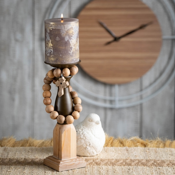 Set of 2 Vance Kitira "Ritz" gray timber candle 3.75"x4.5" - Picture 9 of 9